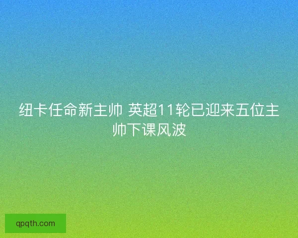 纽卡任命新主帅 英超11轮已迎来五位主帅下课风波
