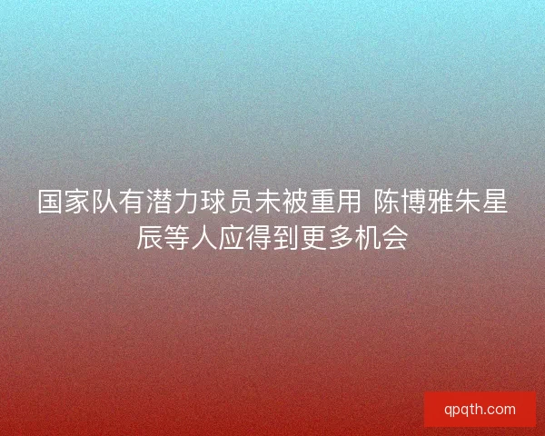 国家队有潜力球员未被重用 陈博雅朱星辰等人应得到更多机会